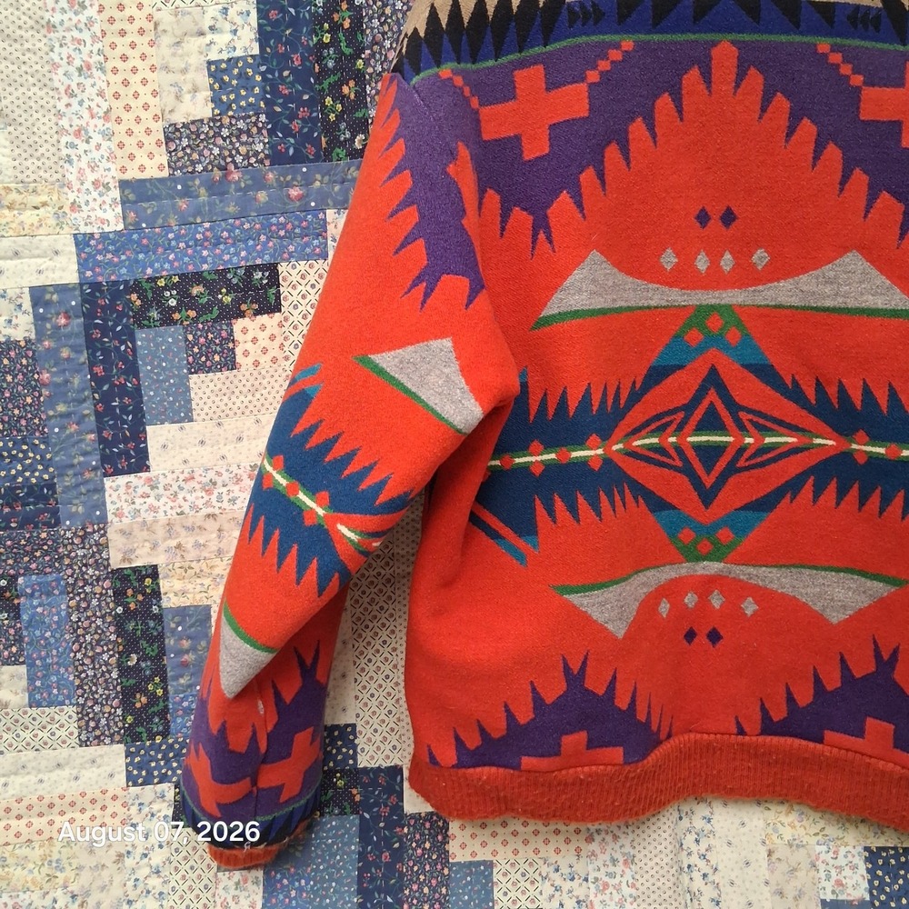 Vintage 80s Pendleton Mens L Wool Southwest Aztec Bomber Jacket USA Western Wear - Picture 7 of 15